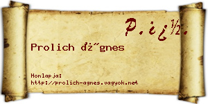 Prolich Ágnes névjegykártya